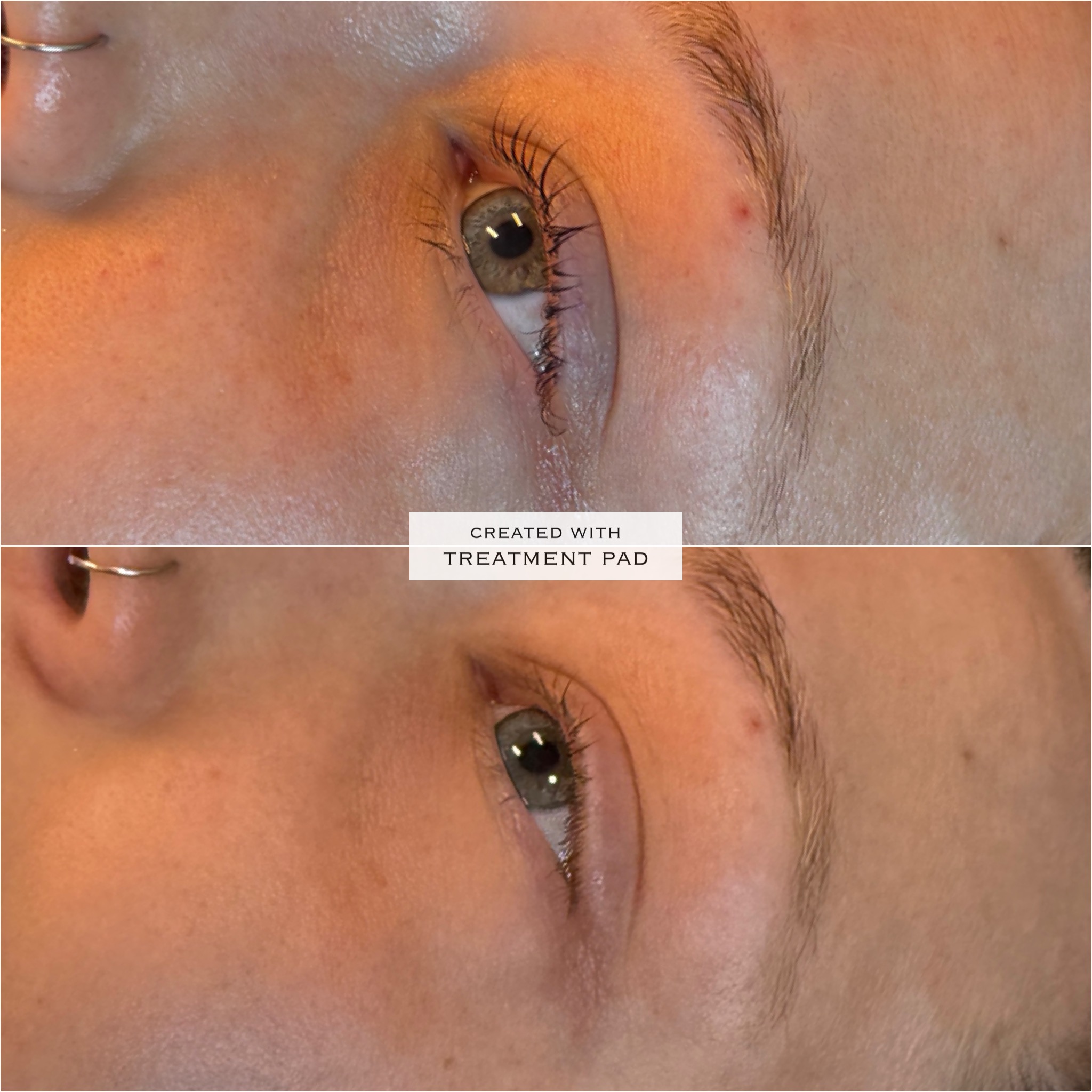 Brows & lashes before-and-after comparison from Solis