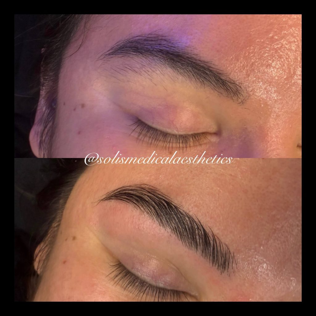 Brows & lashes before-and-after comparison from Solis